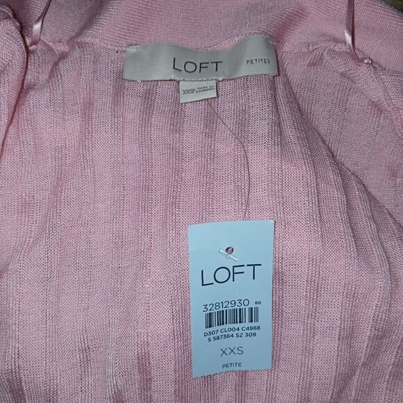 LOFT Lightweight Cardigan Women's Light Pink Open Front Long Sleeve XXSP - Picture 7 of 8